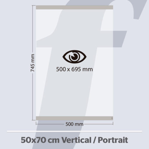 50×70 cm. Vertikale PosterFix® Grau