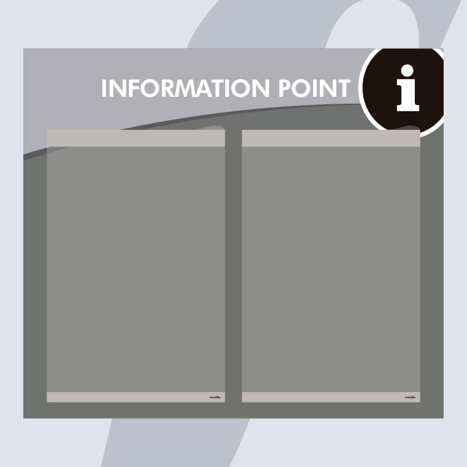 Informationspunkt mit 2 A4 Vertikal PosterFix® Grau Informationspunkt mit 2 A4 Vertikal PosterFix® Grau