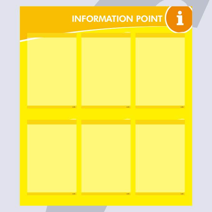 Informationspunkt mit 6 A4 Vertikal PosterFix® Gelb