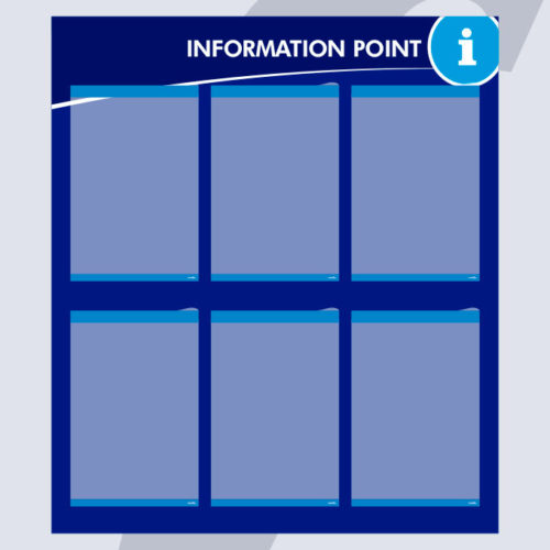 Informationspunkt mit 6 A4 Vertikal PosterFix® Blau