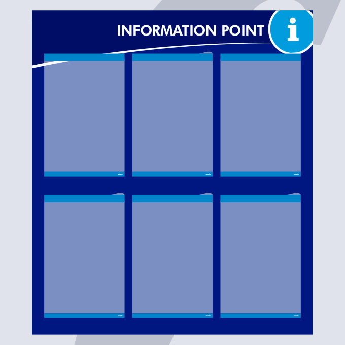 Informationspunkt mit 6 A4 Vertikal PosterFix® Blau Informationspunkt mit 6 A4 Vertikal PosterFix® Blau
