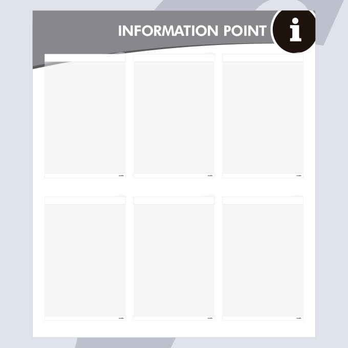 Informationspunkt mit 6 A4 Vertikal PosterFix® Weiß Informationspunkt mit 6 A4 Vertikal PosterFix® Weiß