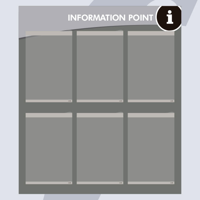 Informationspunkt mit 6 A4 Vertikal PosterFix® Grau Informationspunkt mit 6 A4 Vertikal PosterFix® Grau