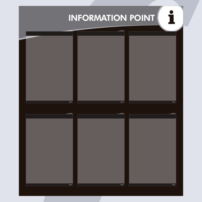 Informationspunkt mit 6 A4 Vertikal PosterFix® Schwarz Informationspunkt mit 6 A4 Vertikal PosterFix® Schwarz
