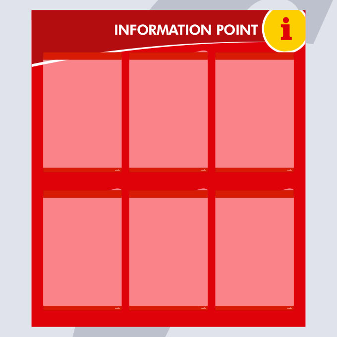 Informationspunkt mit 6 A4 Vertikal PosterFix® Rot Informationspunkt mit 6 A4 Vertikal PosterFix® Rot