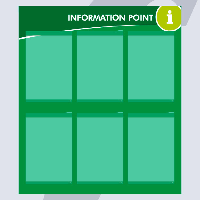 Informationspunkt mit 6 A4 Vertikal PosterFix® Grün Informationspunkt mit 6 A4 Vertikal PosterFix® Grün